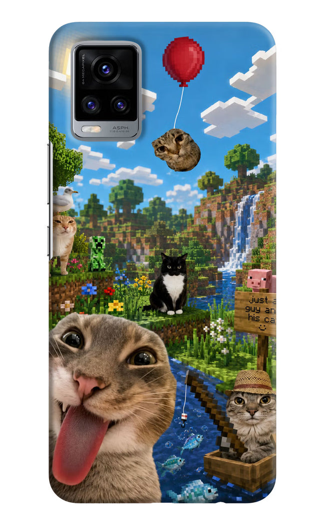 Minecraft Cat Chaos Vivo V20 Hard Case Back Cover by Casekaro