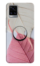 White Pink Leaf Vivo V20 Pop Case by Casekaro