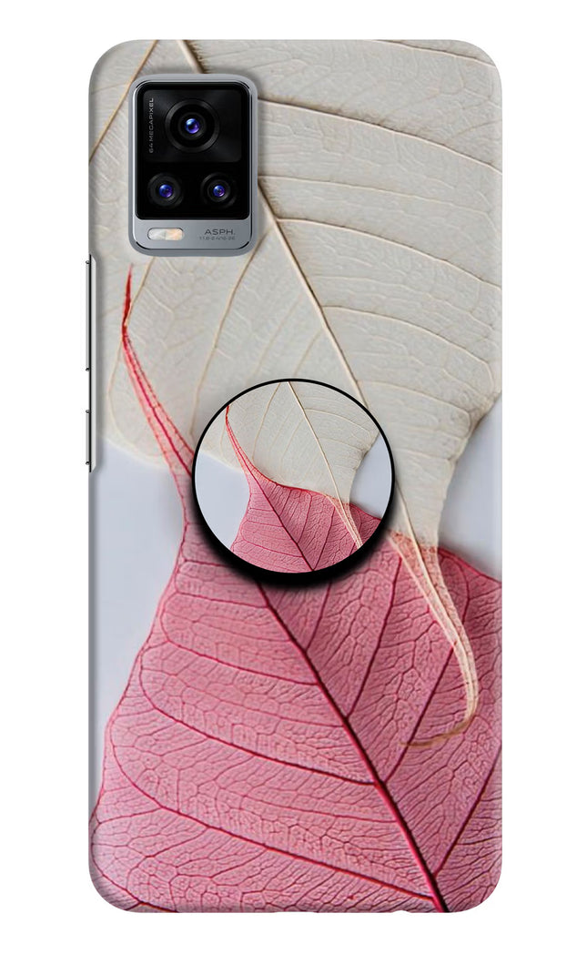 White Pink Leaf Vivo V20 Pop Case by Casekaro