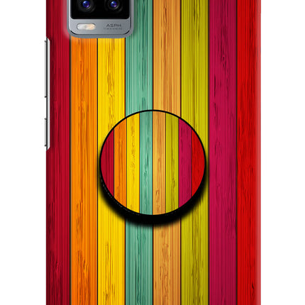Multicolor Wooden Vivo V20 Pop Case by Casekaro