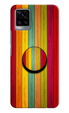 Multicolor Wooden Vivo V20 Pop Case by Casekaro