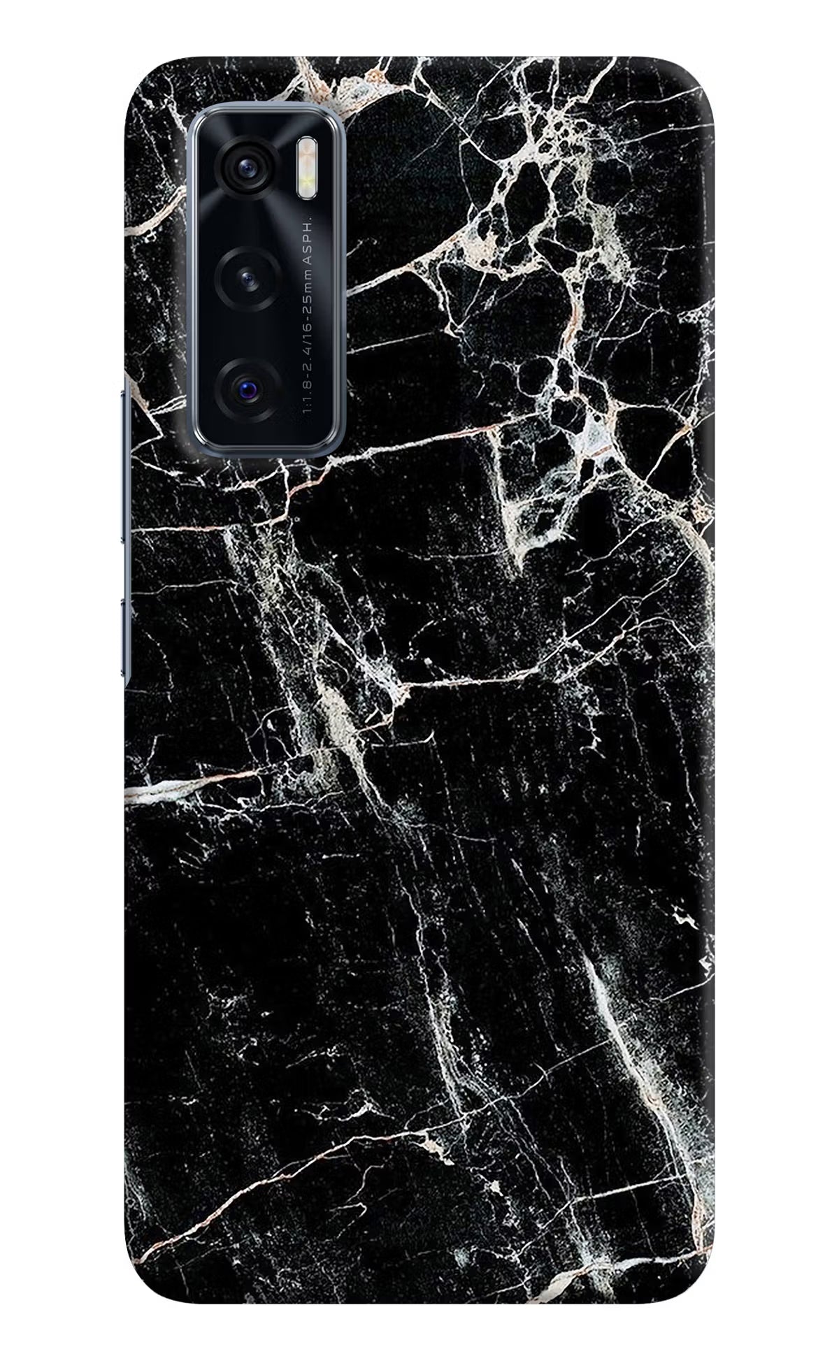 Black Marble Texture Vivo V20 SE Hard Case Back Cover by Casekaro