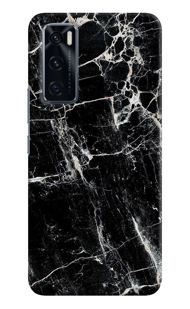Black Marble Texture Vivo V20 SE Hard Case Back Cover by Casekaro