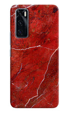 Red Marble Design Vivo V20 SE Hard Case Back Cover by Casekaro