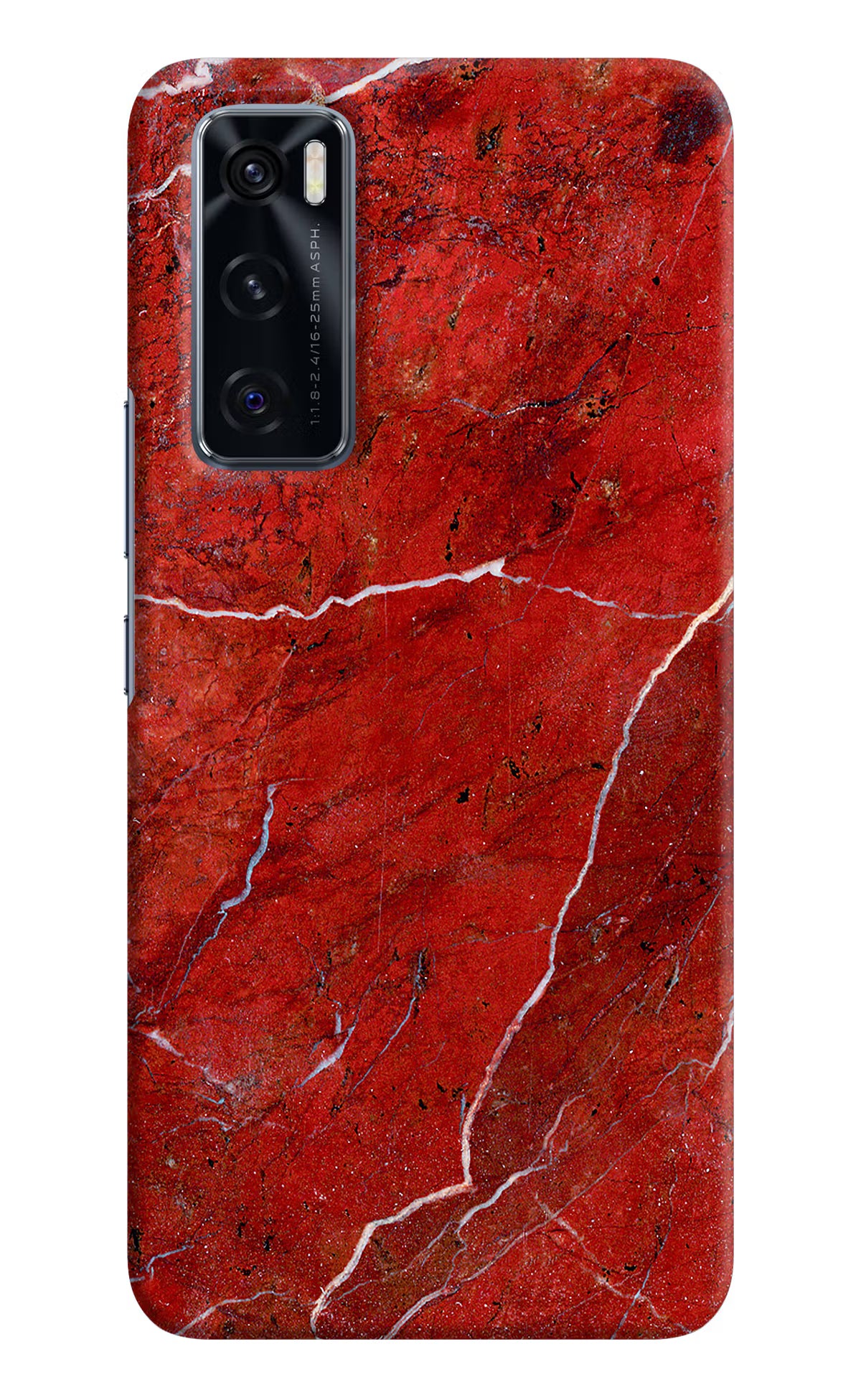 Red Marble Design Vivo V20 SE Hard Case Back Cover by Casekaro