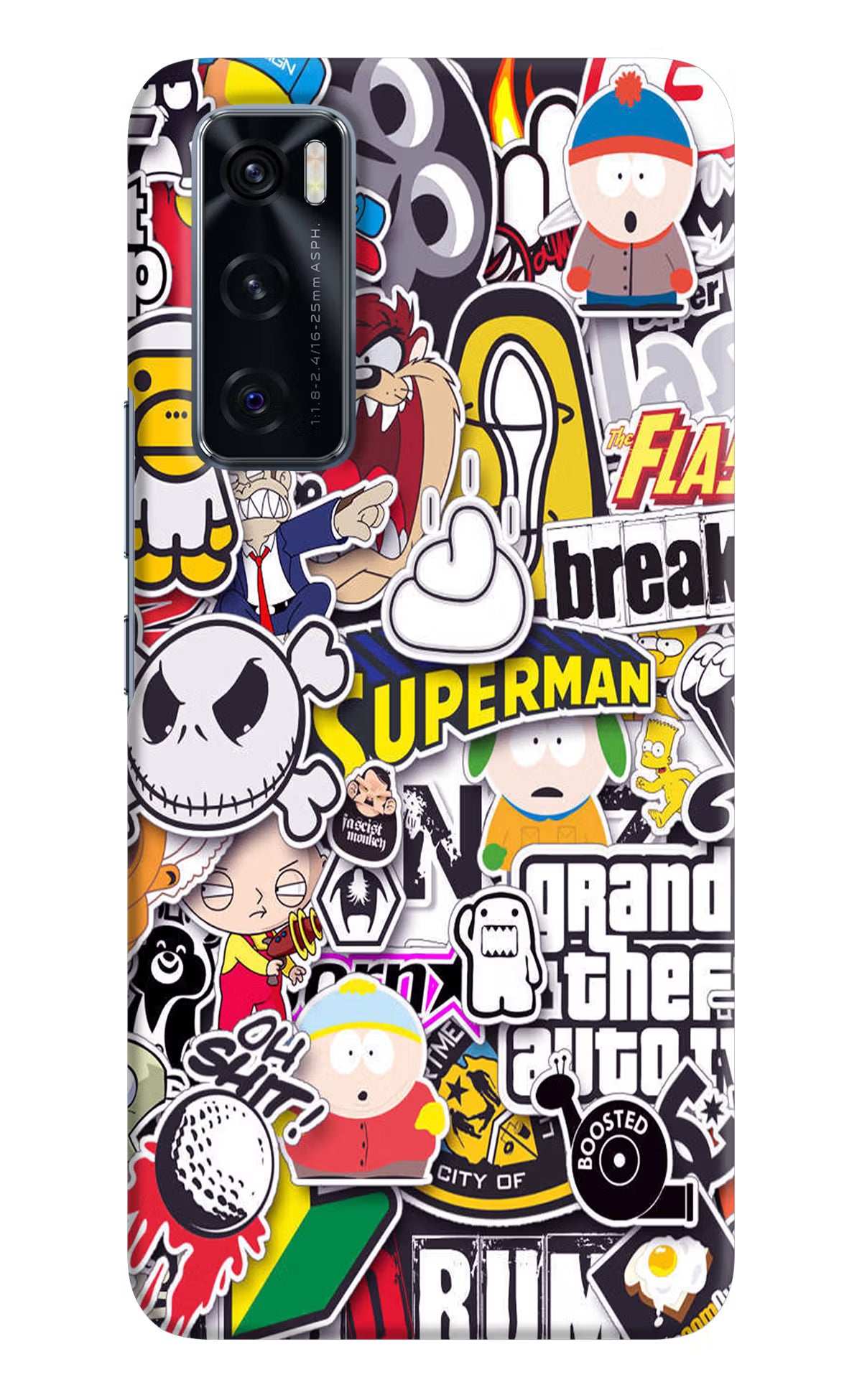 Sticker Bomb Vivo V20 SE Hard Case Back Cover by Casekaro