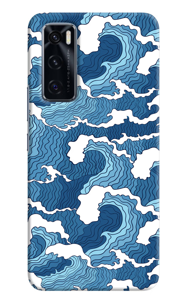Blue Waves Vivo V20 SE Hard Case Back Cover by Casekaro