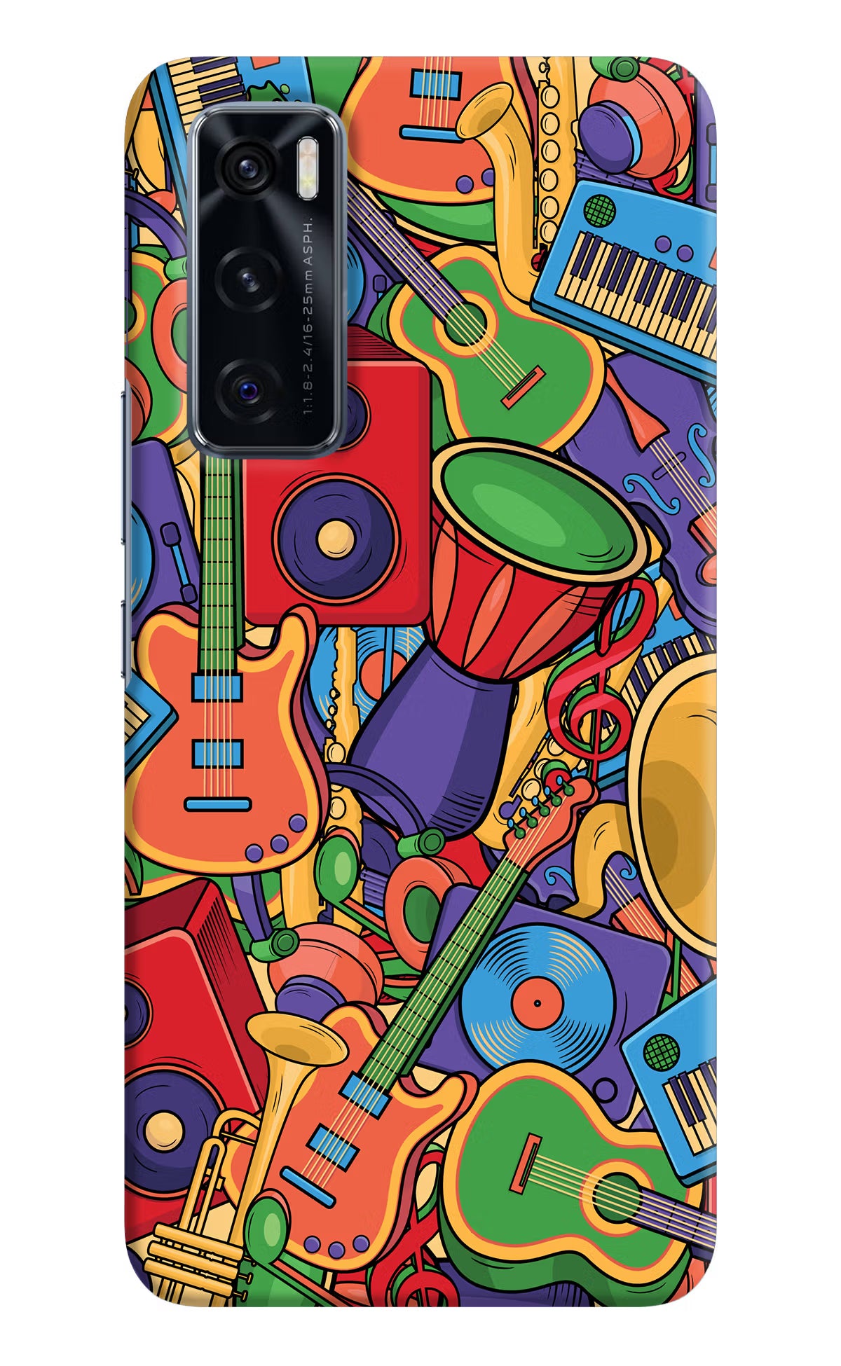 Music Instrument Doodle Vivo V20 SE Hard Case Back Cover by Casekaro