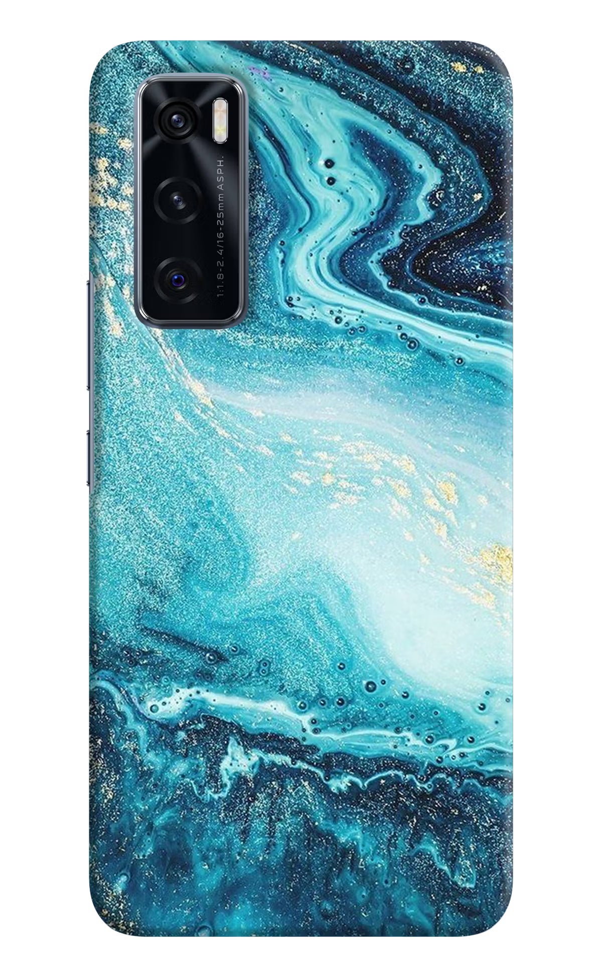 Blue Glitter Marble Vivo V20 SE Hard Case Back Cover by Casekaro