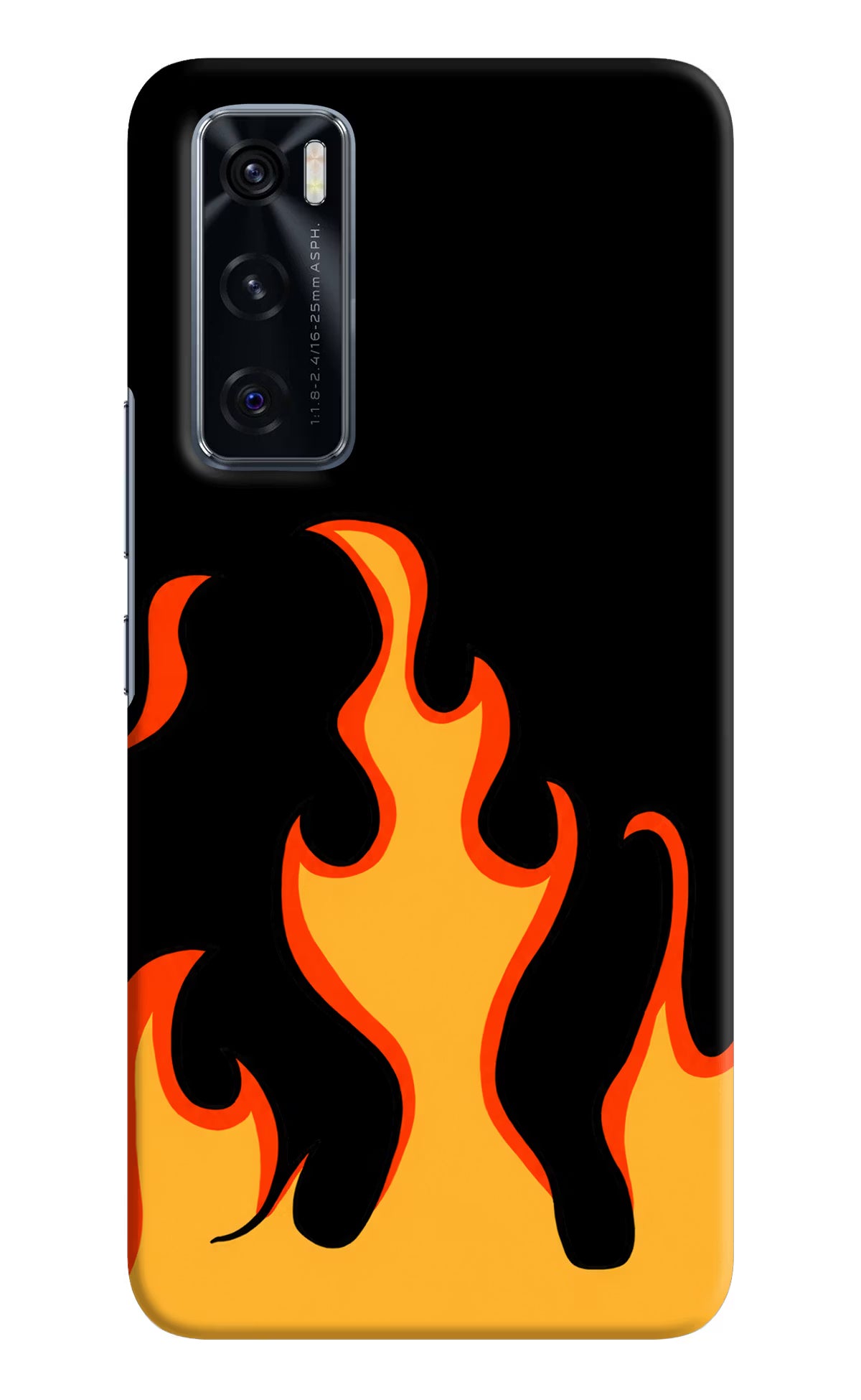Fired Up – Black Vivo V20 SE Hard Case Back Cover by Casekaro