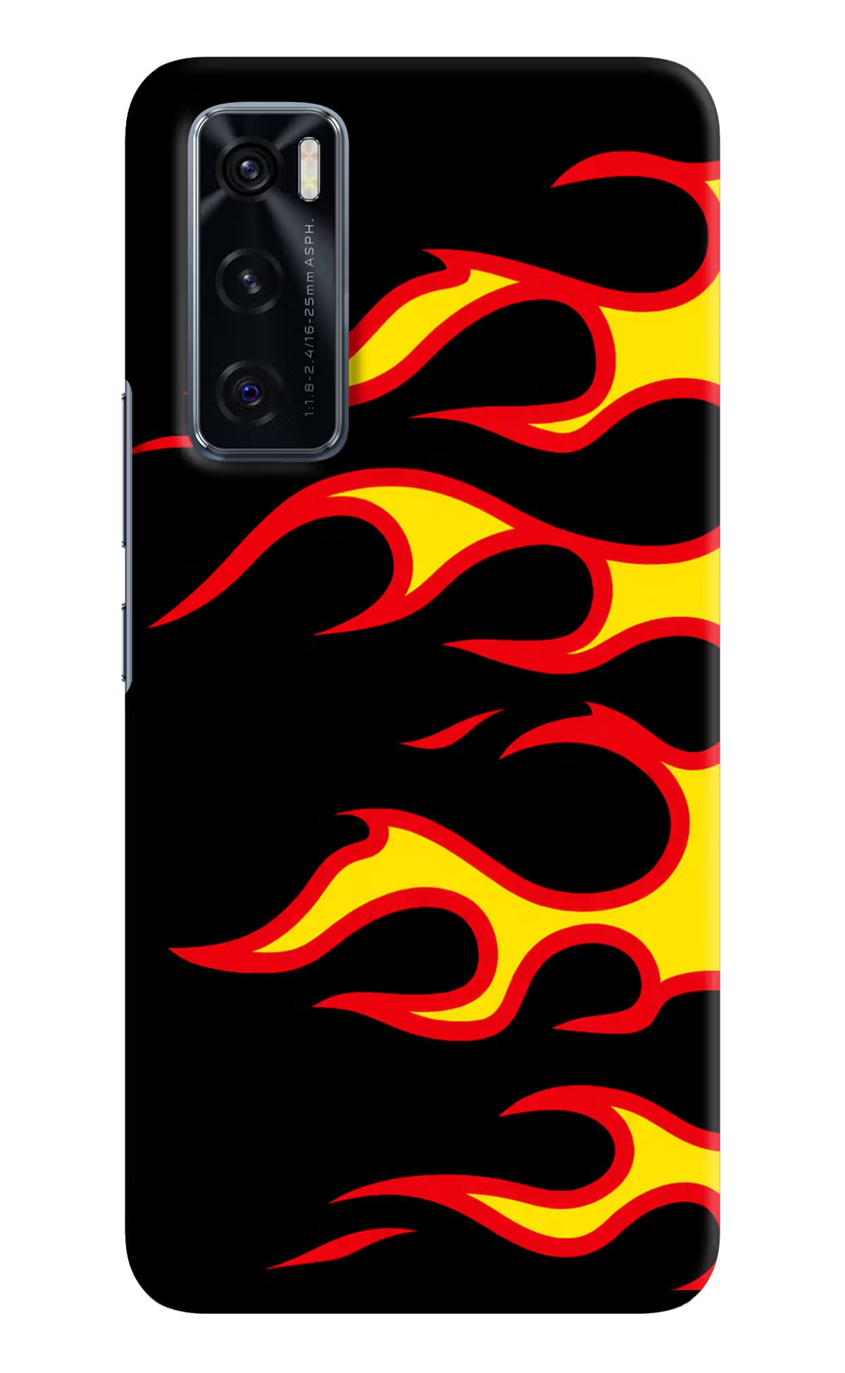 Side Sweep Flames Vivo V20 SE Hard Case Back Cover by Casekaro