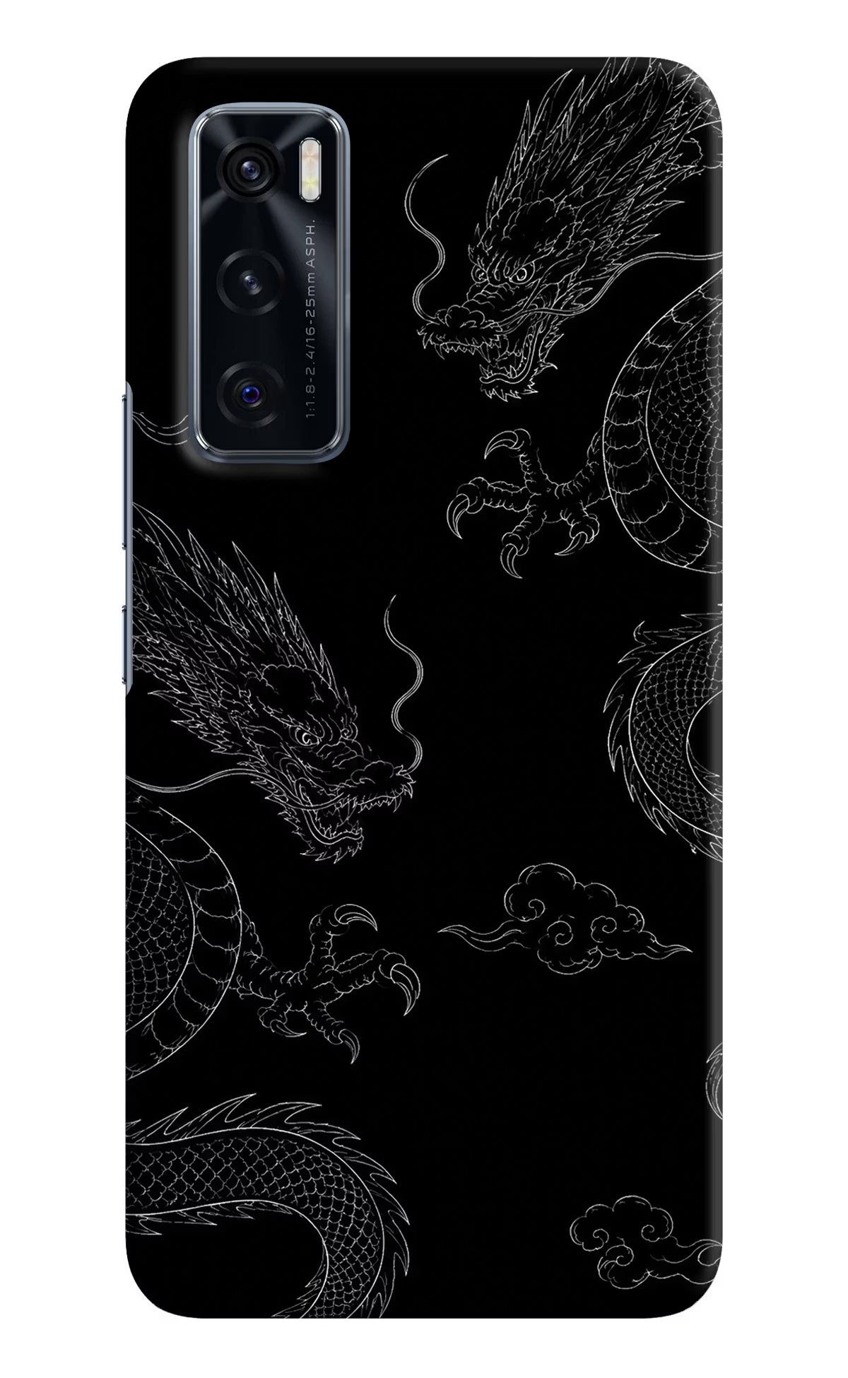Twin Dragons Vivo V20 SE Hard Case Back Cover by Casekaro