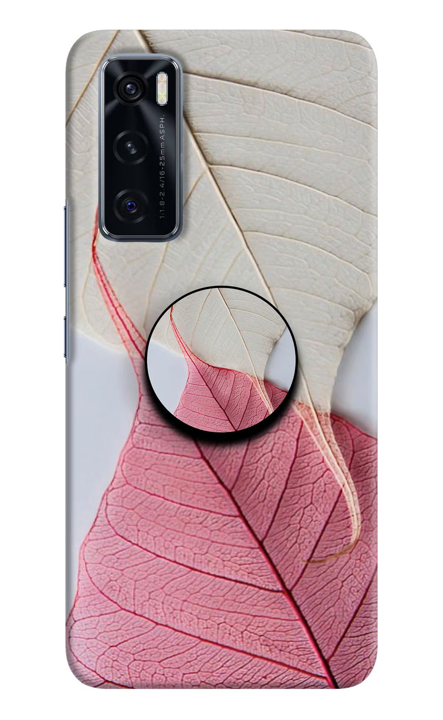White Pink Leaf Vivo V20 SE Pop Case, Hard case