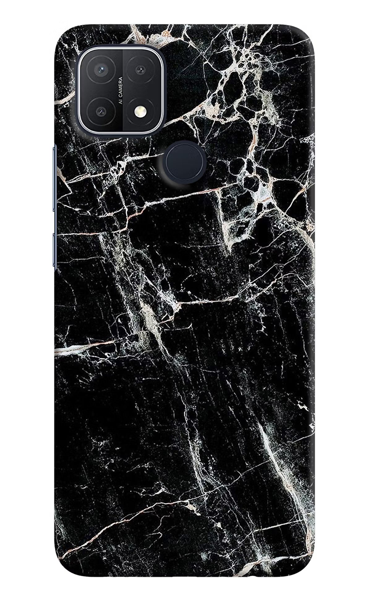Black Marble Texture Oppo A15/A15s Hard Case Back Cover by Casekaro