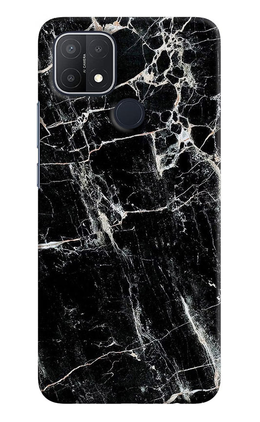 Black Marble Texture Oppo A15/A15s Hard Case Back Cover by Casekaro