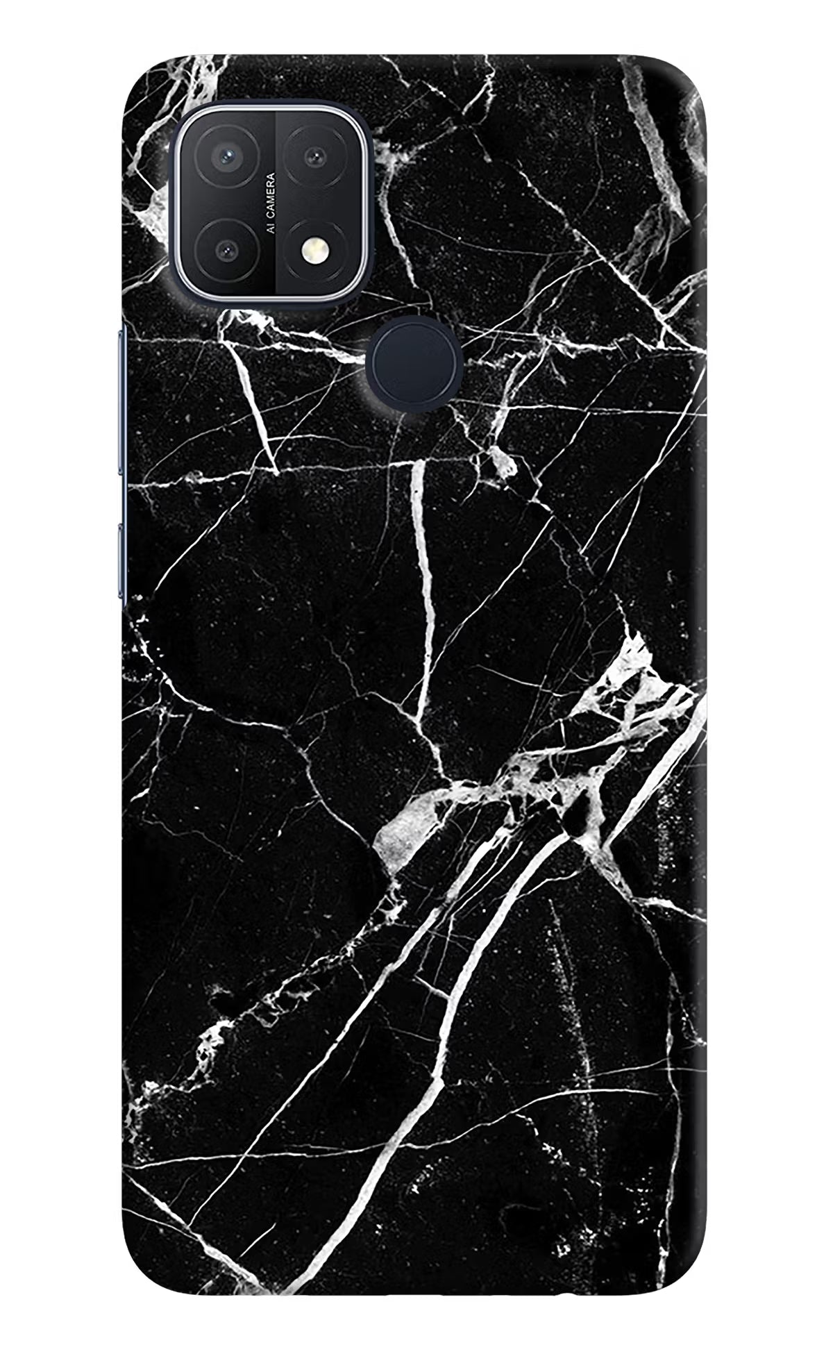 Black Marble Pattern Oppo A15/A15s Hard Case Back Cover by Casekaro