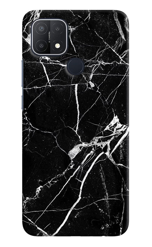 Black Marble Pattern Oppo A15/A15s Hard Case Back Cover by Casekaro