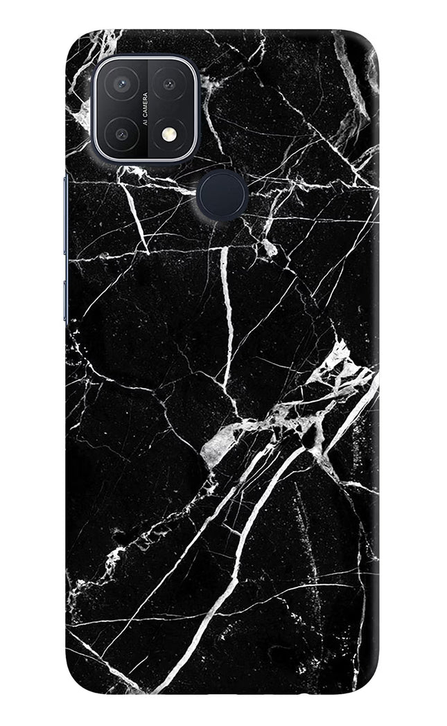 Black Marble Pattern Oppo A15/A15s Hard Case Back Cover by Casekaro