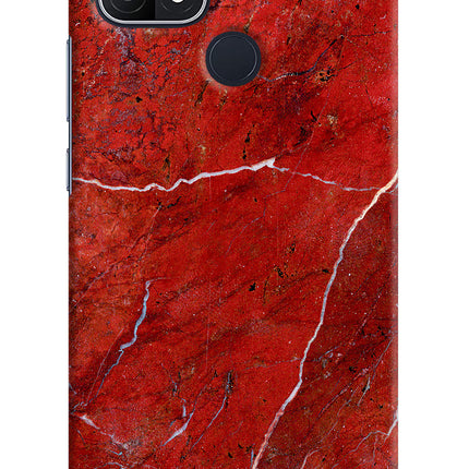 Red Marble Design Oppo A15/A15s Hard Case Back Cover by Casekaro