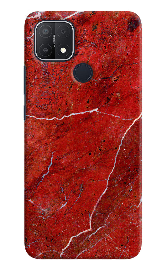 Red Marble Design Oppo A15/A15s Hard Case Back Cover by Casekaro