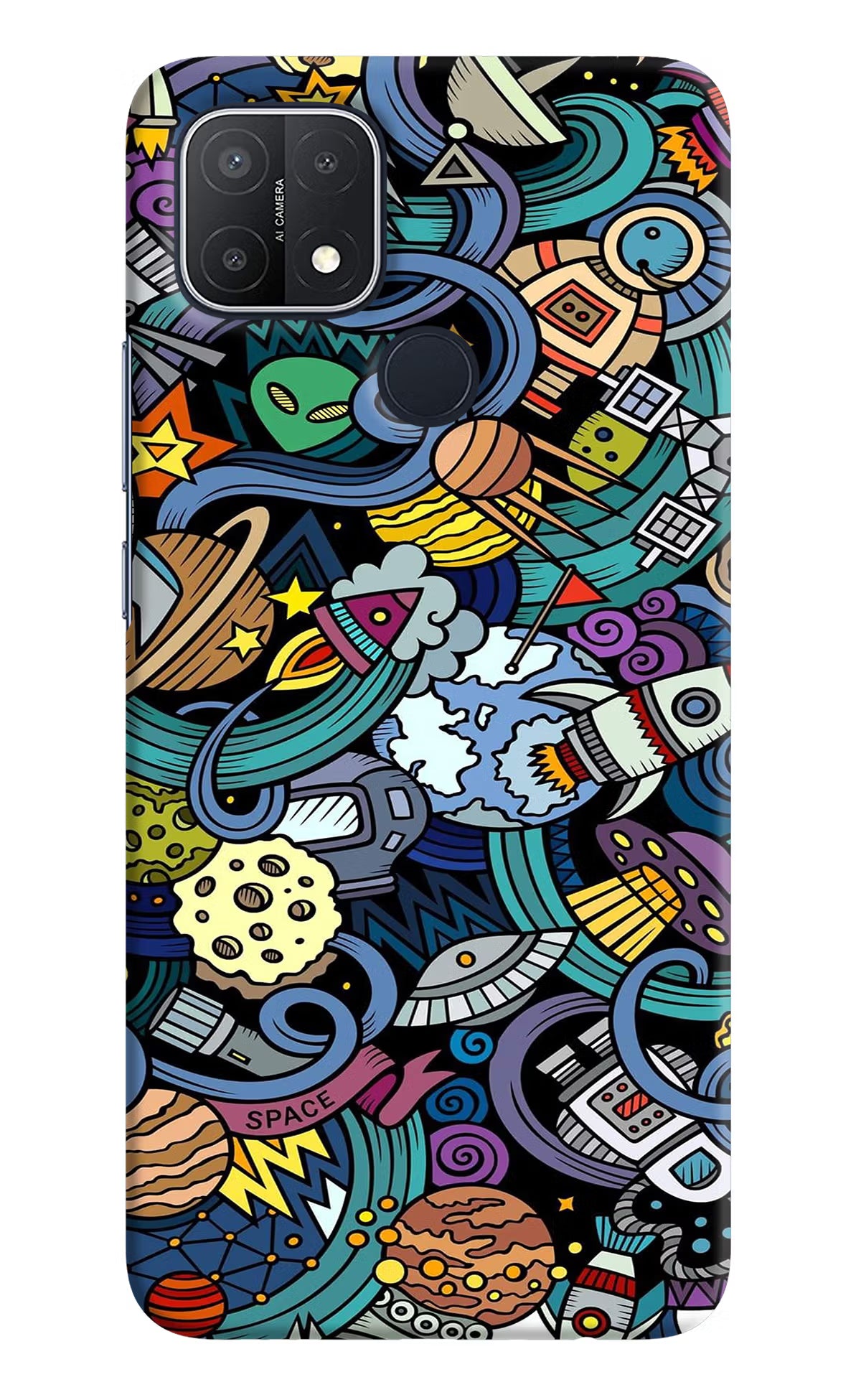 Space Abstract Oppo A15/A15s Hard Case Back Cover by Casekaro