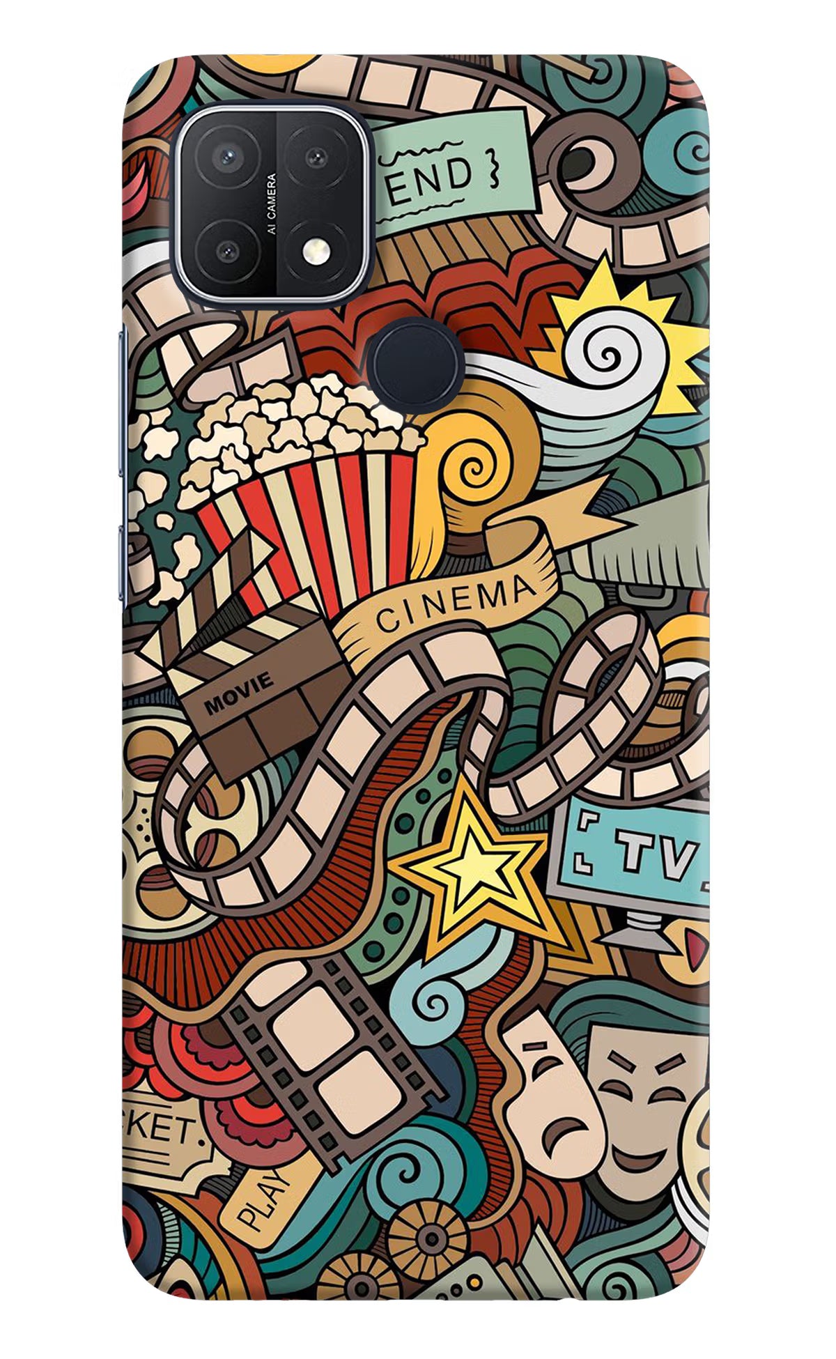 Cinema Abstract Oppo A15/A15s Hard Case Back Cover by Casekaro