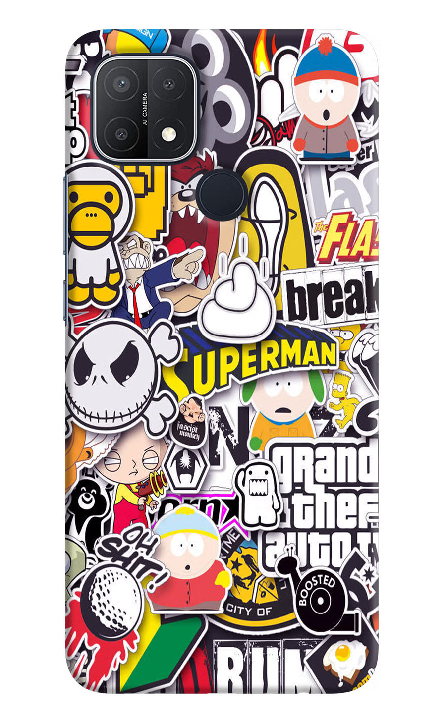 Sticker Bomb Oppo A15/A15s Back Cover, Hard case