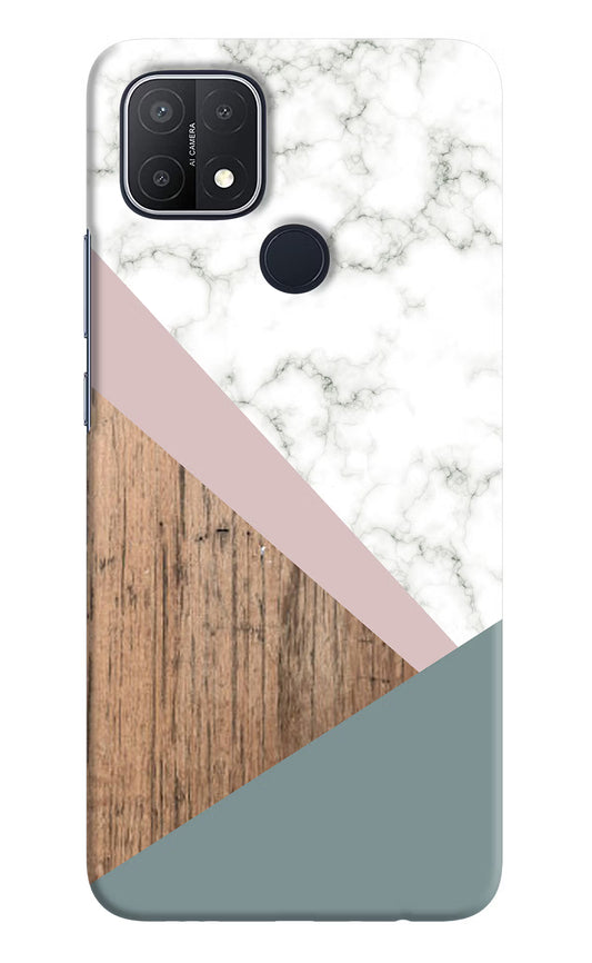 Marble wood Abstract Oppo A15/A15s Hard Case Back Cover by Casekaro