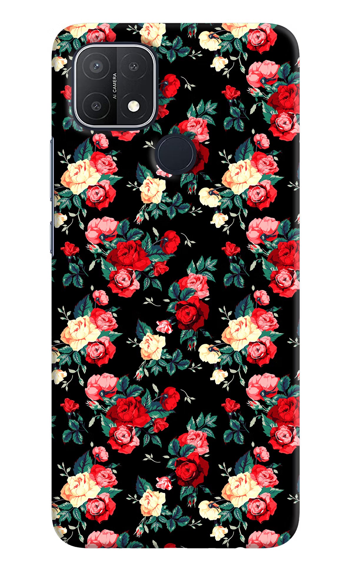 Rose Pattern Oppo A15/A15s Hard Case Back Cover by Casekaro
