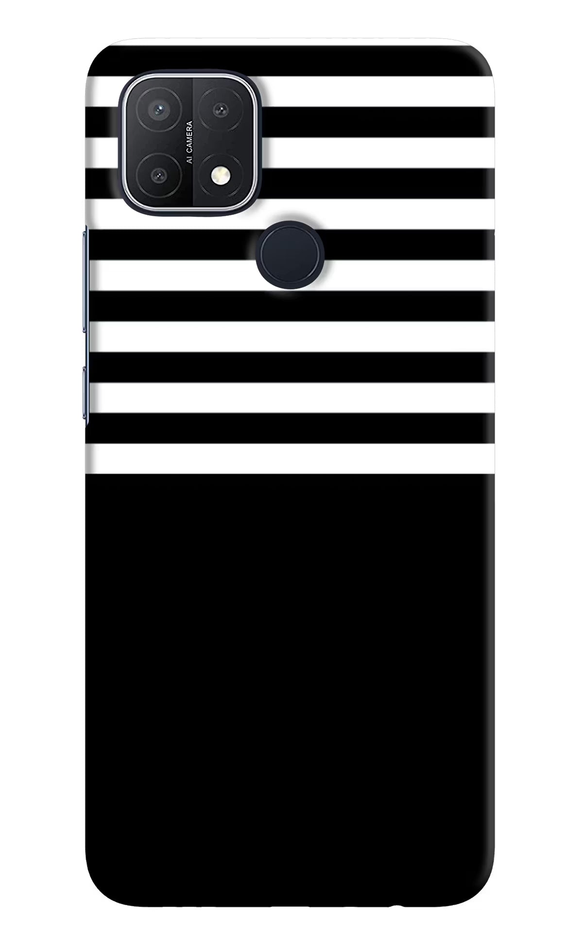 Black and White Print Oppo A15/A15s Hard Case Back Cover by Casekaro