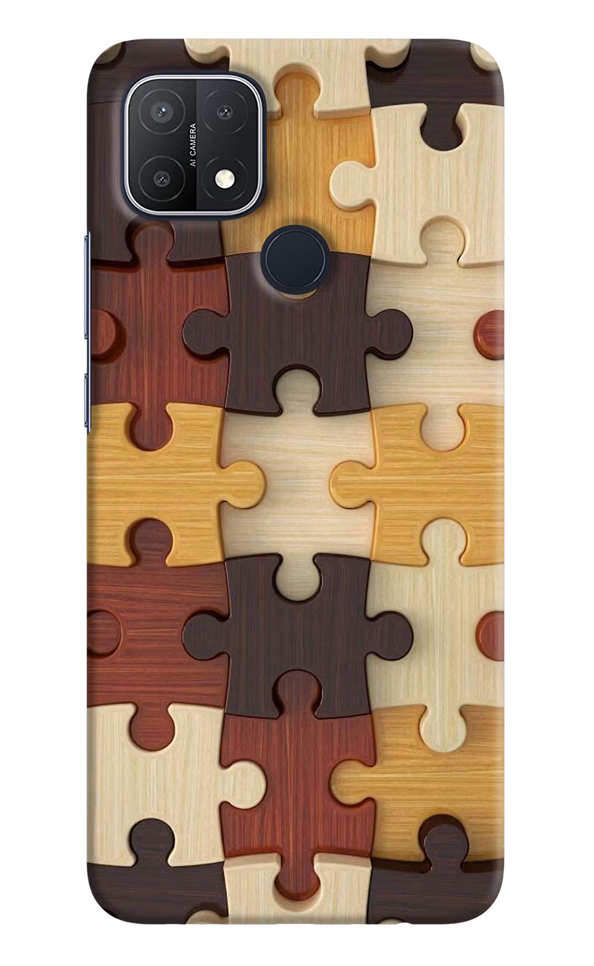 Wooden Puzzle Oppo A15/A15s Hard Case Back Cover by Casekaro