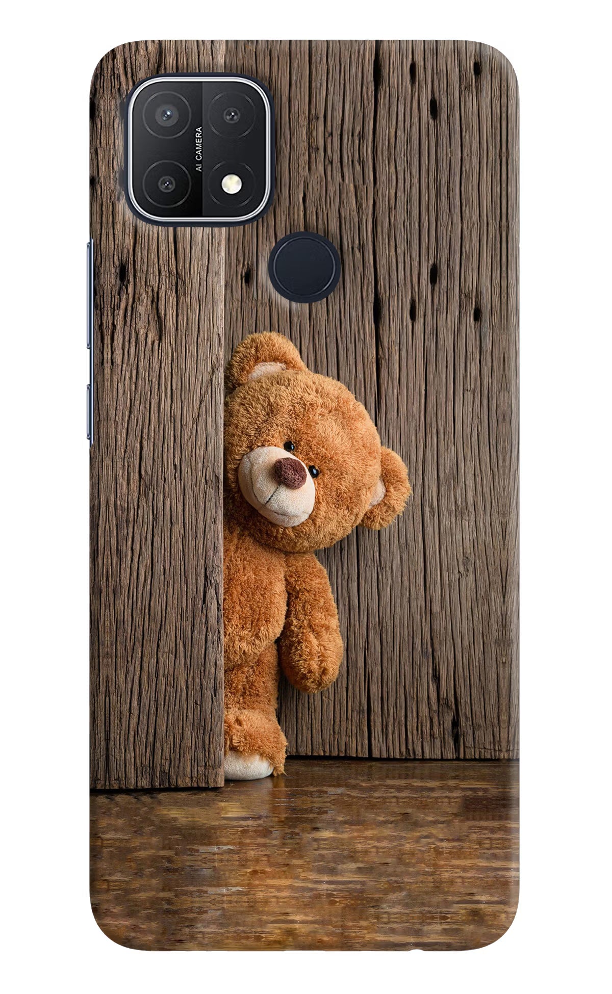 Teddy Wooden Oppo A15/A15s Hard Case Back Cover by Casekaro