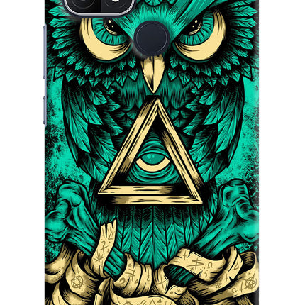 Green Owl Oppo A15/A15s Hard Case Back Cover by Casekaro