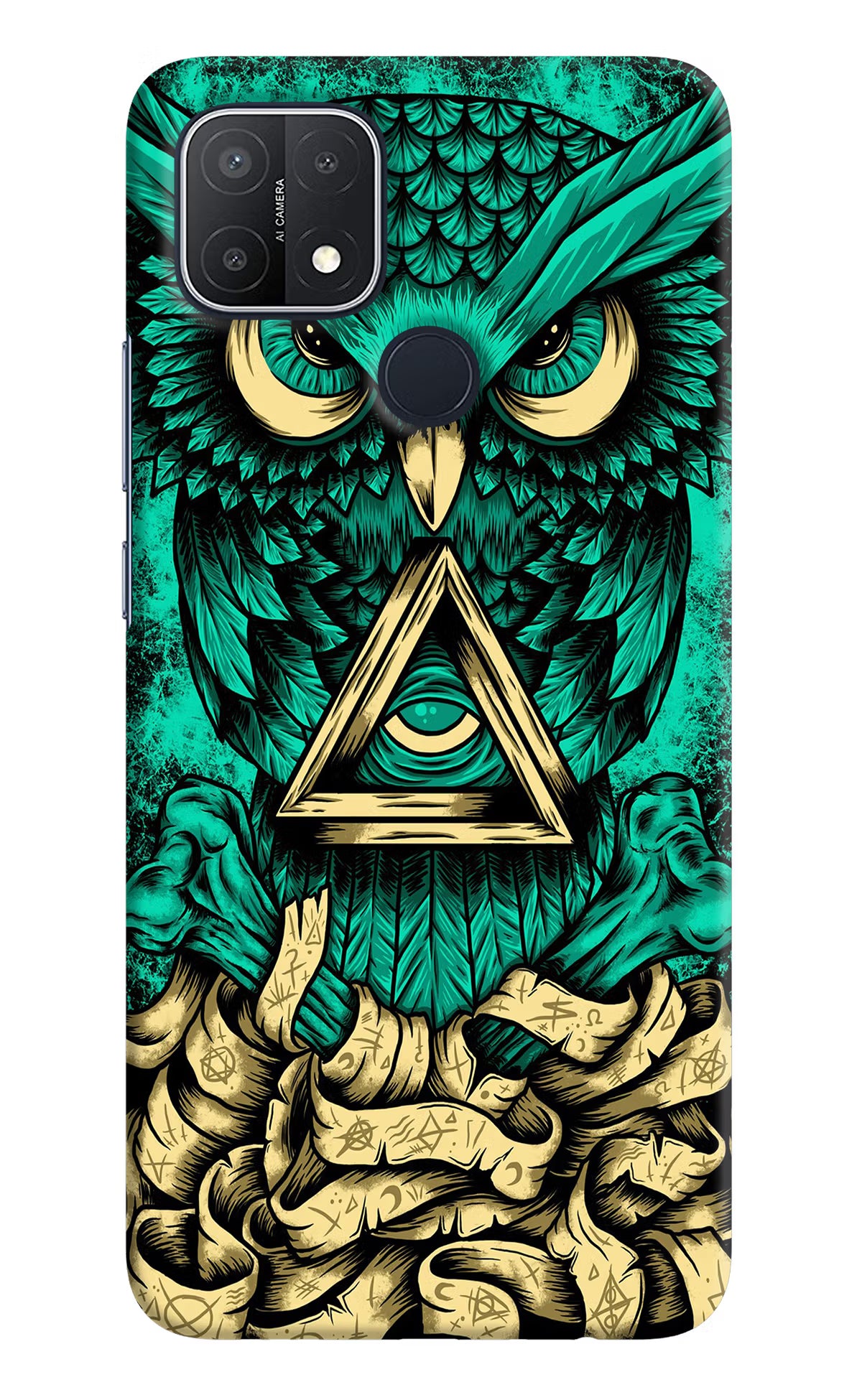 Green Owl Oppo A15/A15s Hard Case Back Cover by Casekaro
