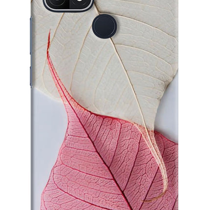 White Pink Leaf Oppo A15/A15s Hard Case Back Cover by Casekaro