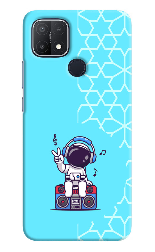 Cute Astronaut Chilling Oppo A15/A15s Hard Case Back Cover by Casekaro