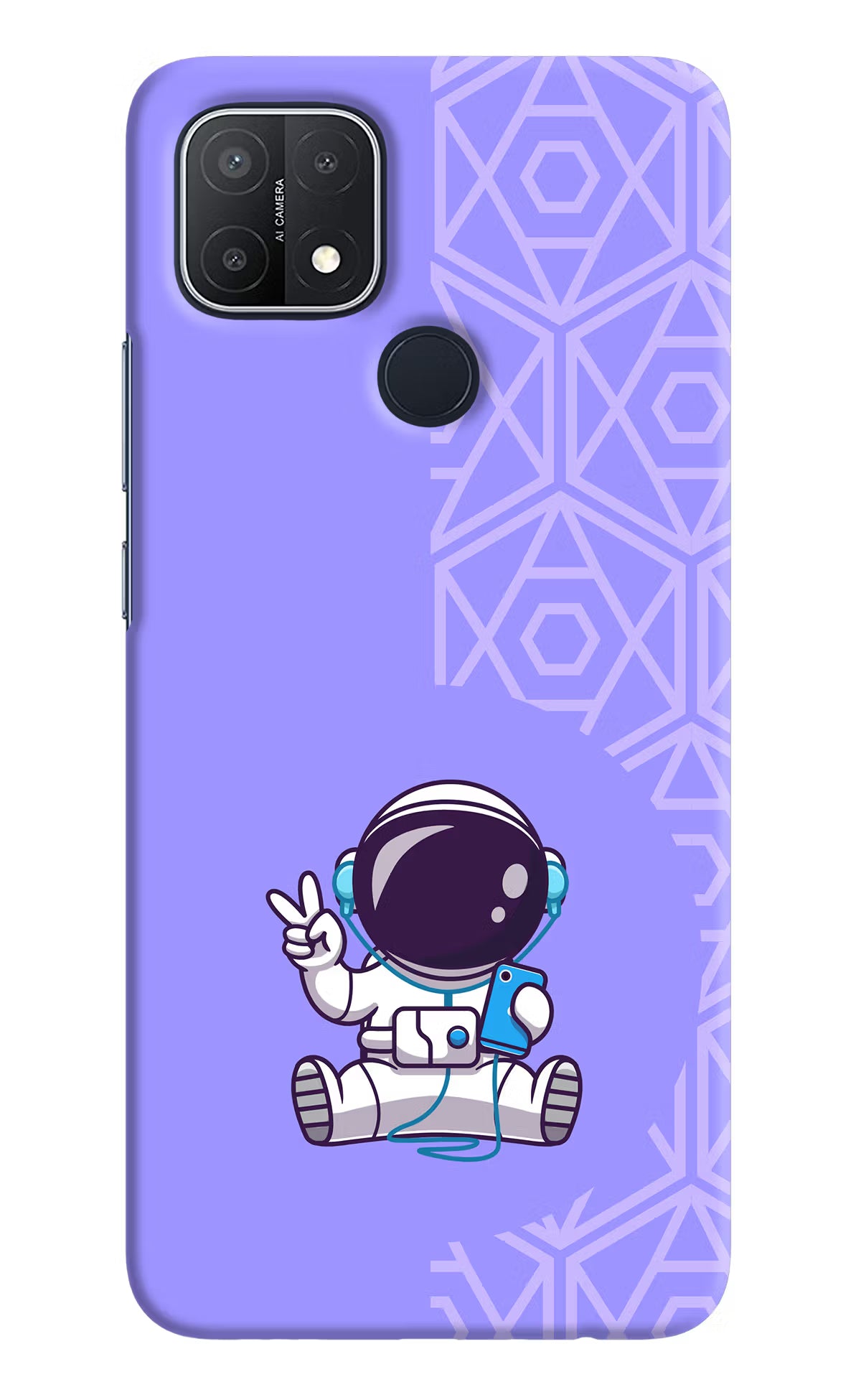 Cute Astronaut Chilling Oppo A15/A15s Hard Case Back Cover by Casekaro