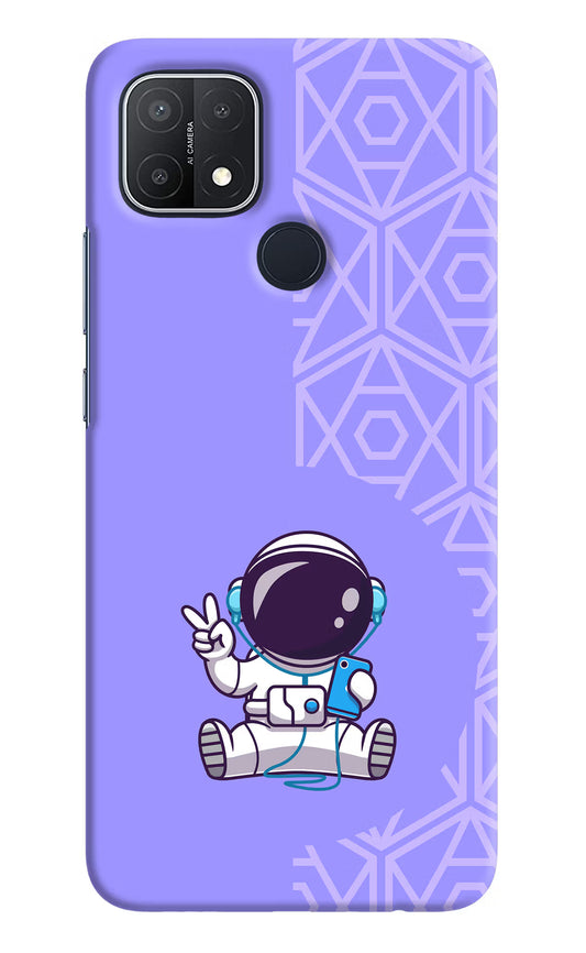 Cute Astronaut Chilling Oppo A15/A15s Hard Case Back Cover by Casekaro