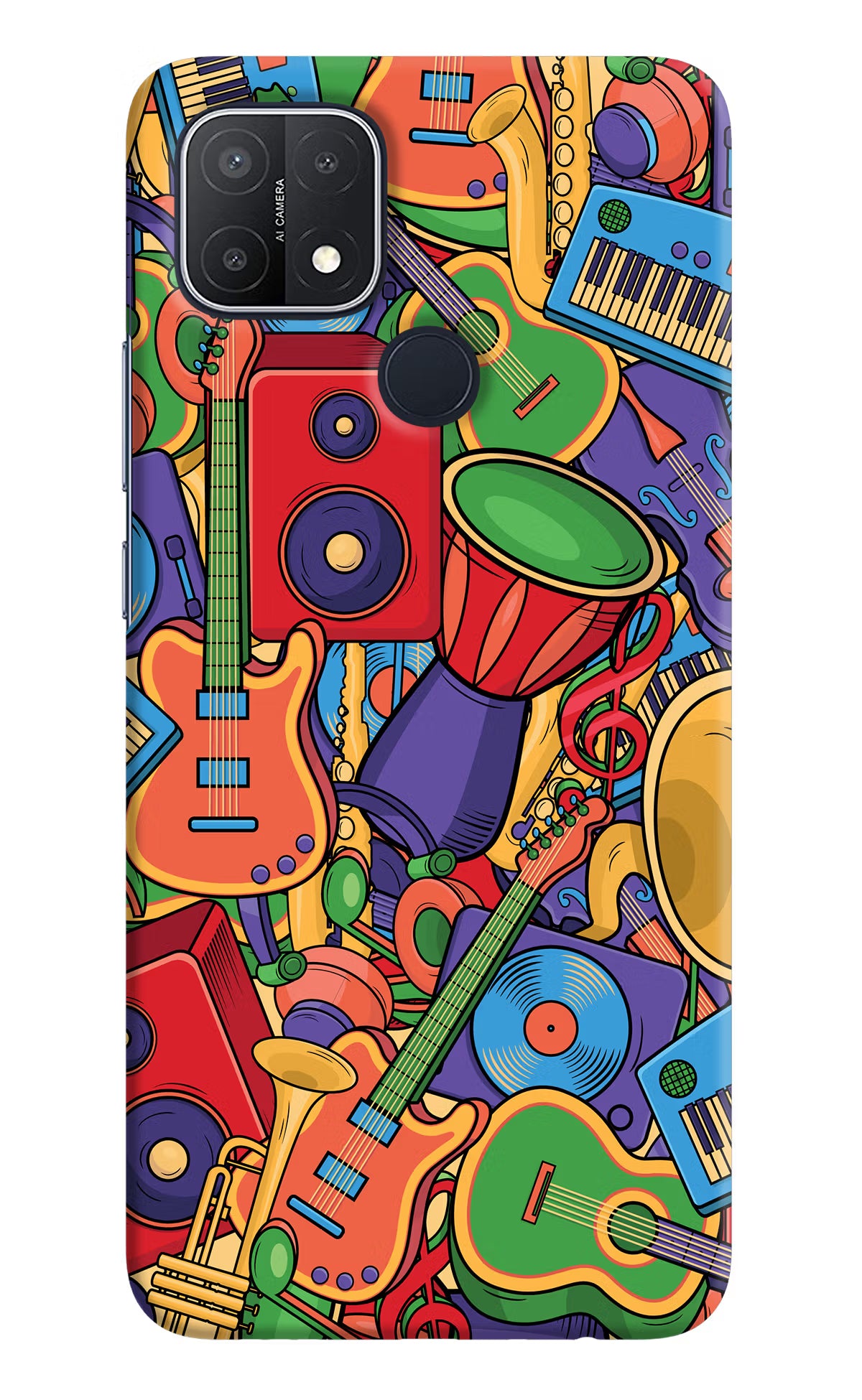 Music Instrument Doodle Oppo A15/A15s Hard Case Back Cover by Casekaro