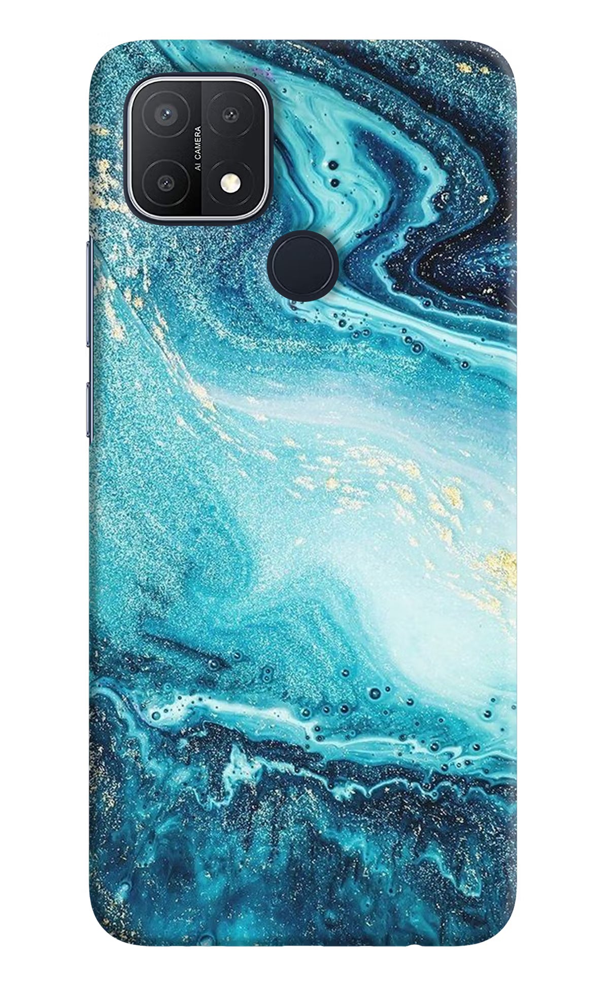 Blue Glitter Marble Oppo A15/A15s Hard Case Back Cover by Casekaro