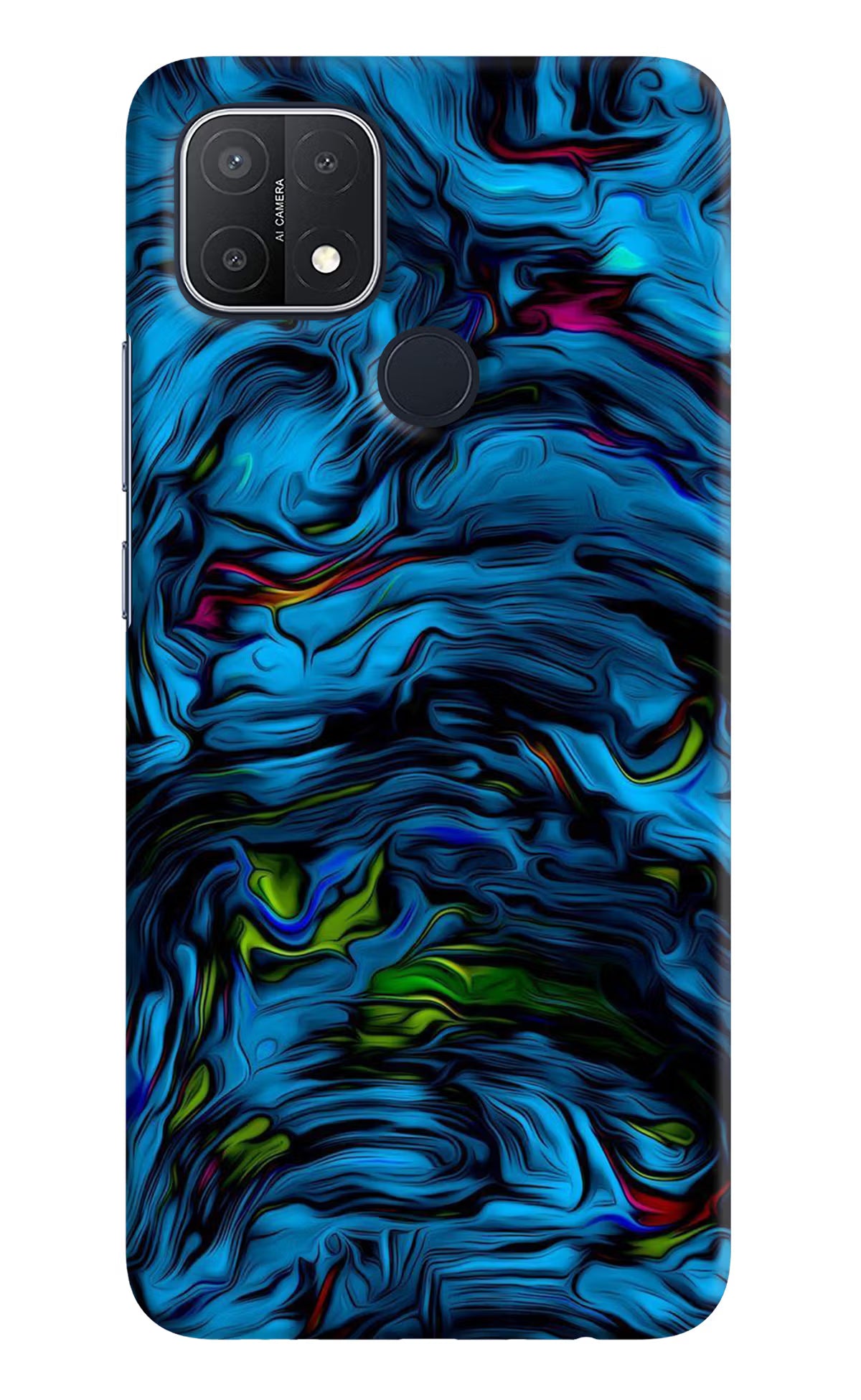Dark Blue Abstract Oppo A15/A15s Hard Case Back Cover by Casekaro