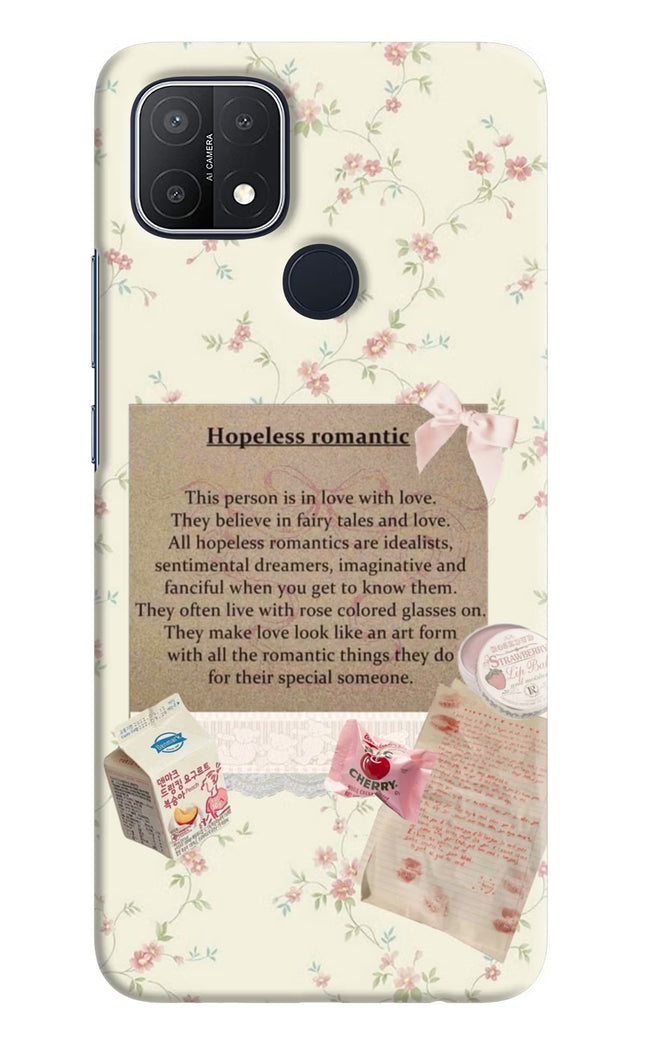 Hopeless Romantic Oppo A15/A15s Hard Case Back Cover by Casekaro