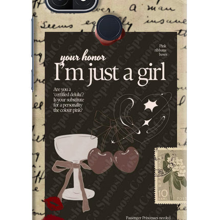 I am just a girl Oppo A15/A15s Hard Case Back Cover by Casekaro