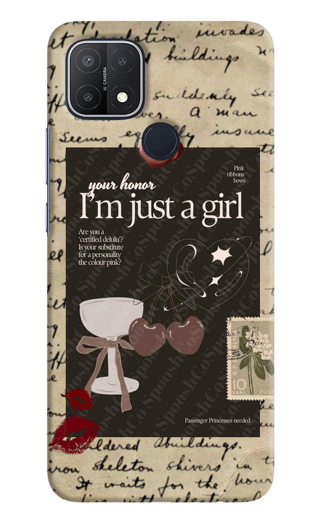 I am just a girl Oppo A15/A15s Hard Case Back Cover by Casekaro