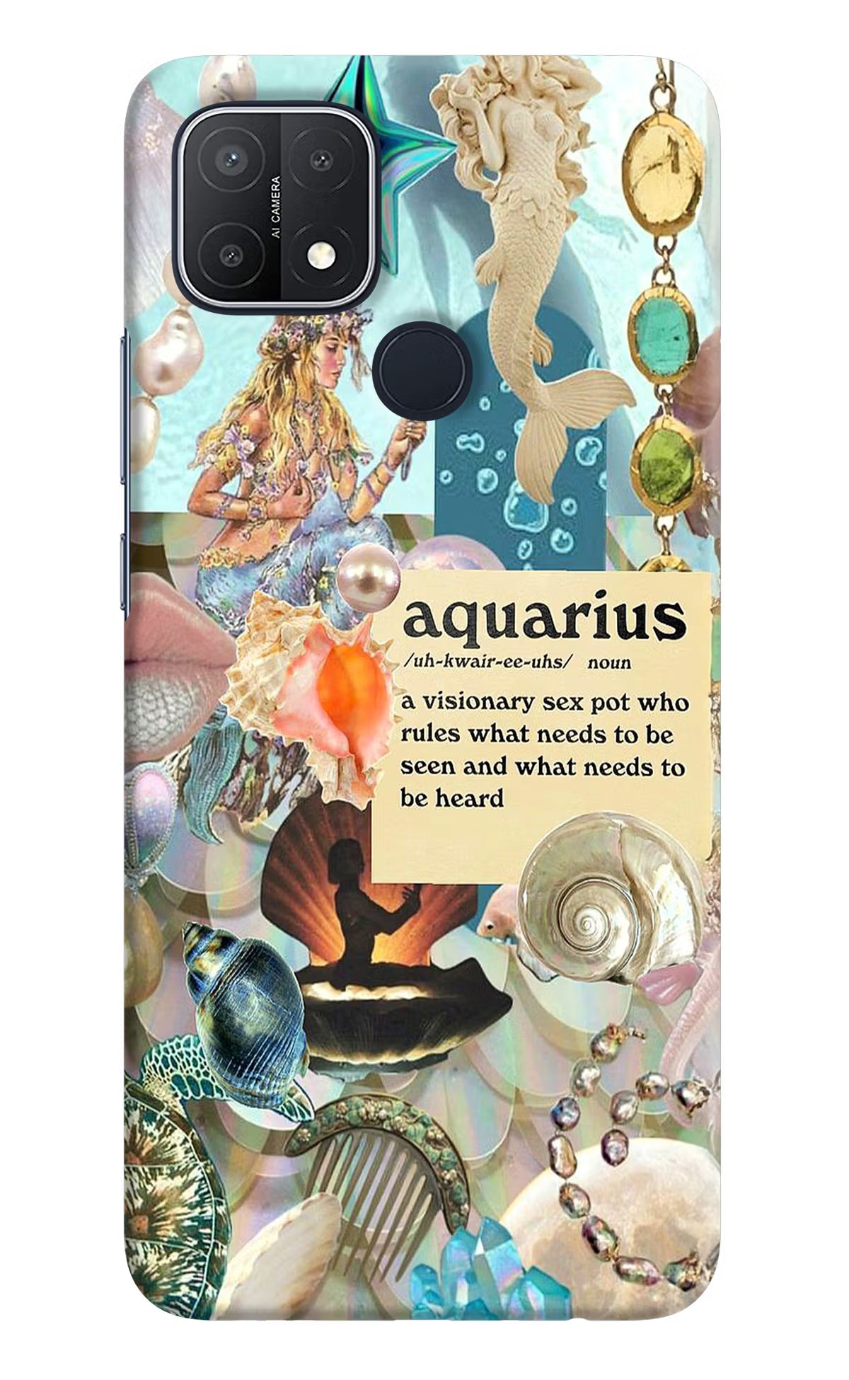 Aquarius Zodiac Oppo A15/A15s Hard Case Back Cover by Casekaro