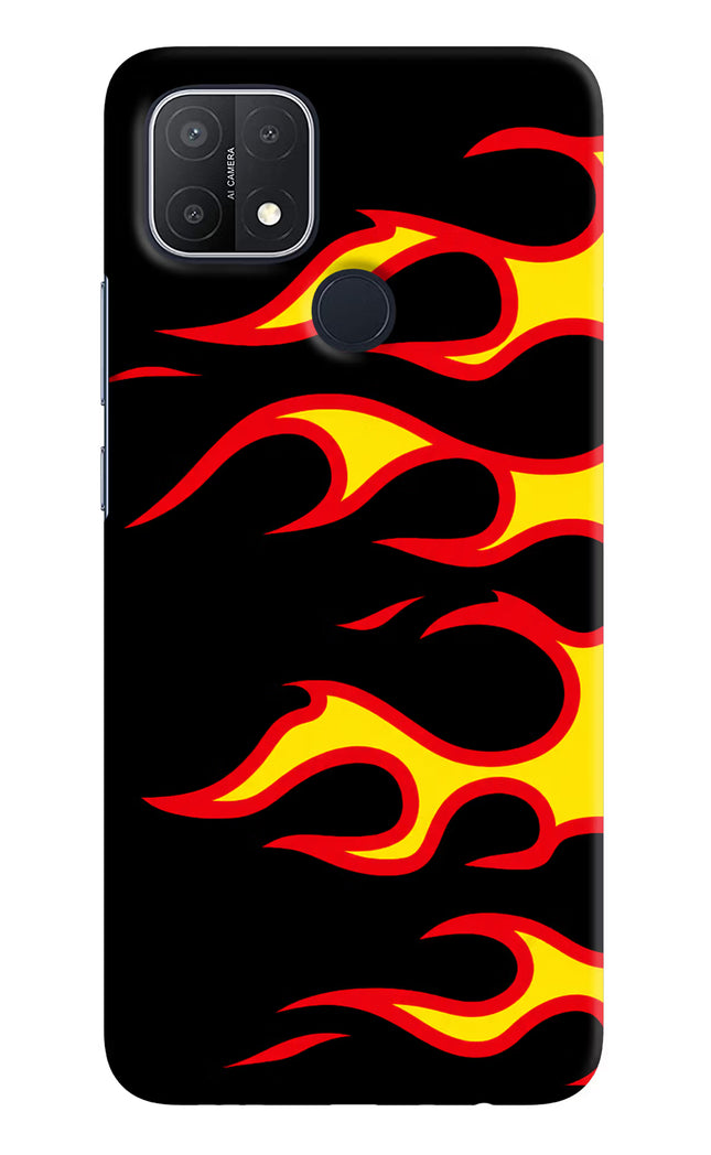 Side Sweep Flames Oppo A15/A15s Hard Case Back Cover by Casekaro