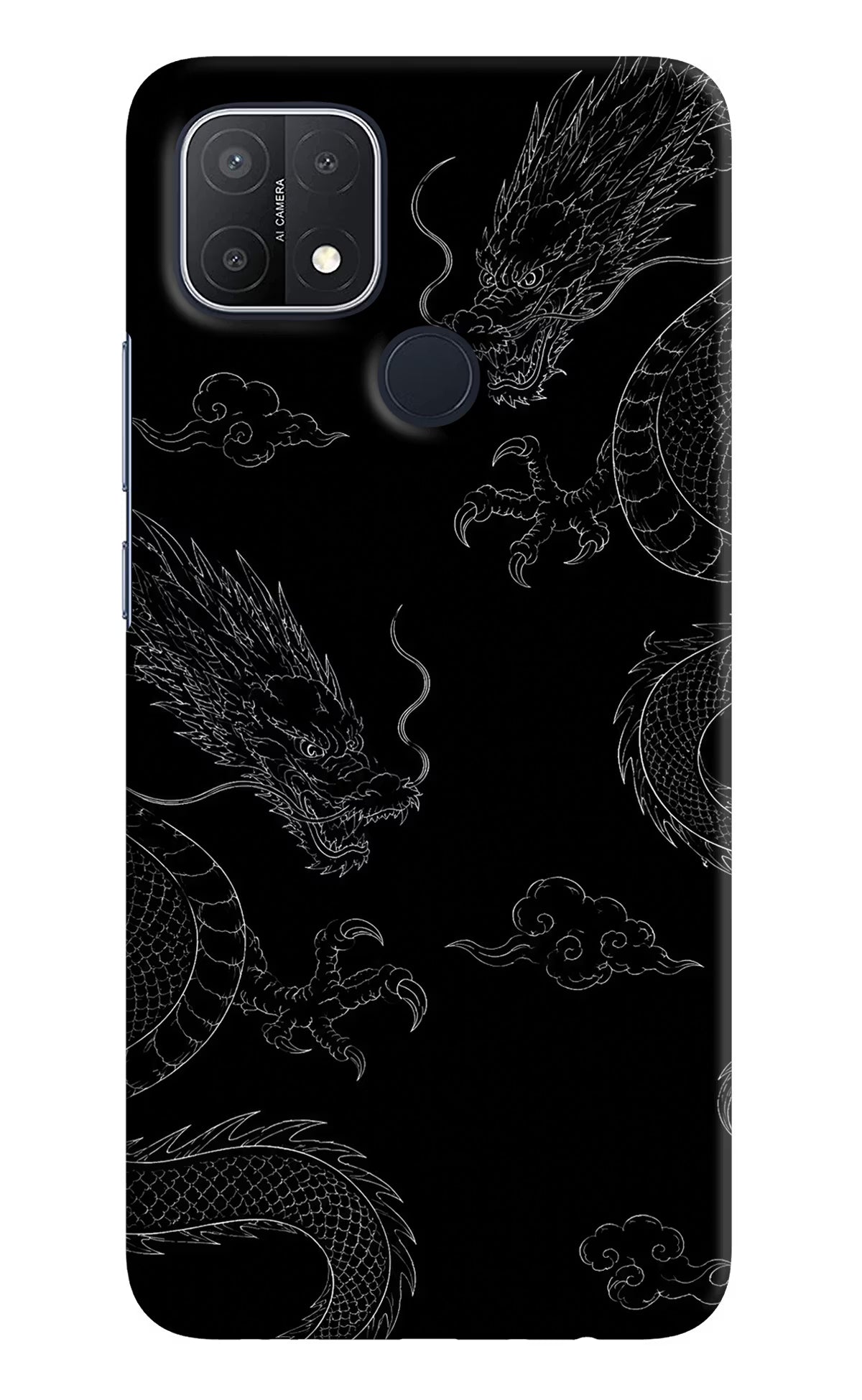 Twin Dragons Oppo A15/A15s Hard Case Back Cover by Casekaro
