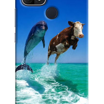 Dolphin vs Cow Oppo A15/A15s Hard Case Back Cover by Casekaro