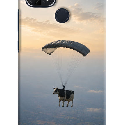 Skydiving Cow Oppo A15/A15s Hard Case Back Cover by Casekaro