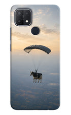 Skydiving Cow Oppo A15/A15s Hard Case Back Cover by Casekaro